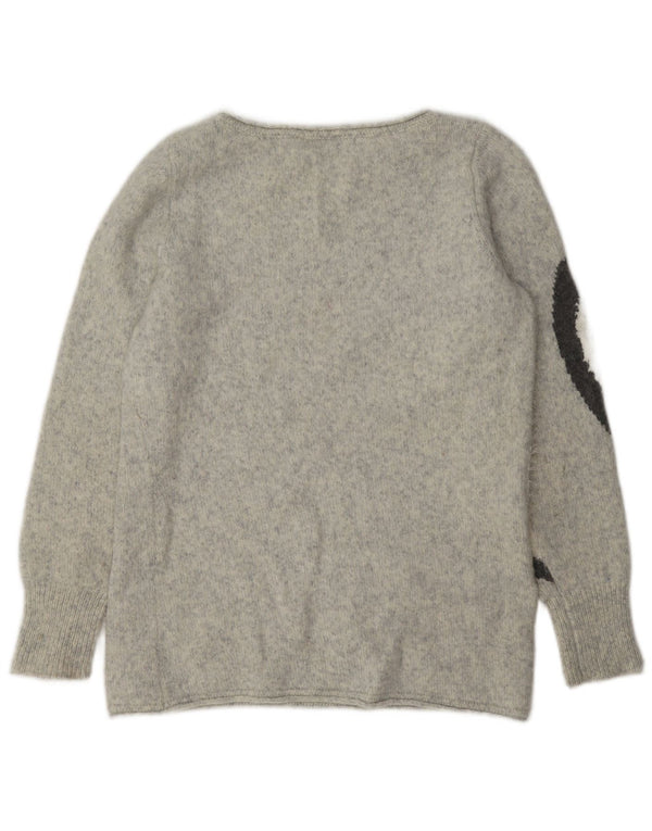 MINT VELVET Maglione da donna con scollo a barca con grafica UK 10 Piccolo Grigio