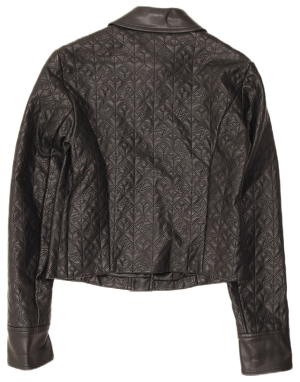 Giacca da donna in ecopelle Crop Guess US 2 XS in polietilene nero