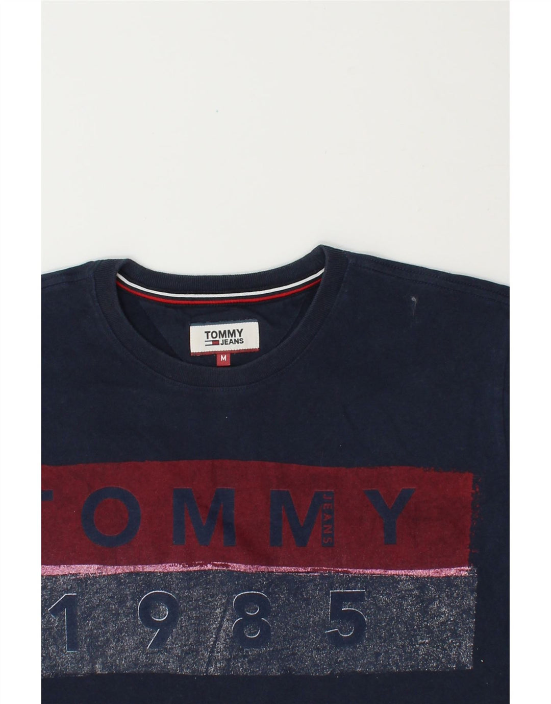 TOMMY HILFIGER Mens Graphic T-Shirt Top Medium Navy Blue Cotton Vintage Tommy Hilfiger and Second-Hand Tommy Hilfiger from Messina Hembry 