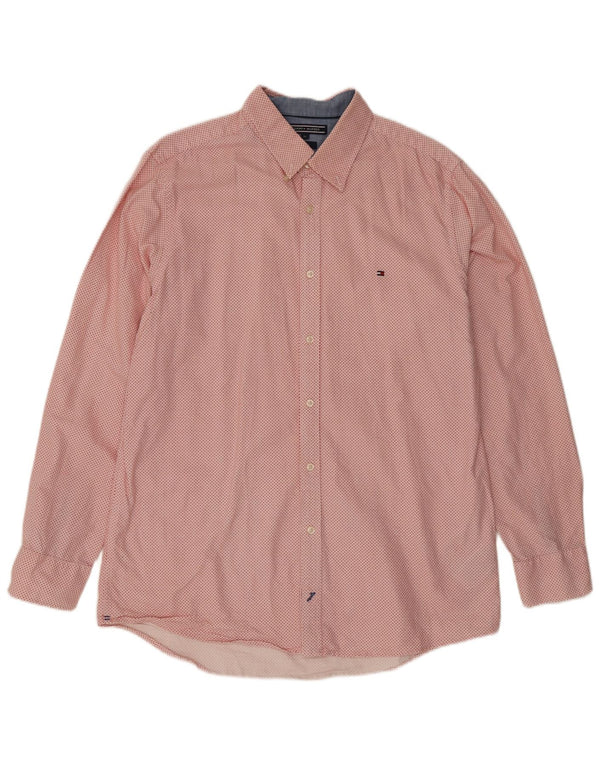 Camicia slim fit da uomo Tommy Hilfiger XL cotone maculato rosa
