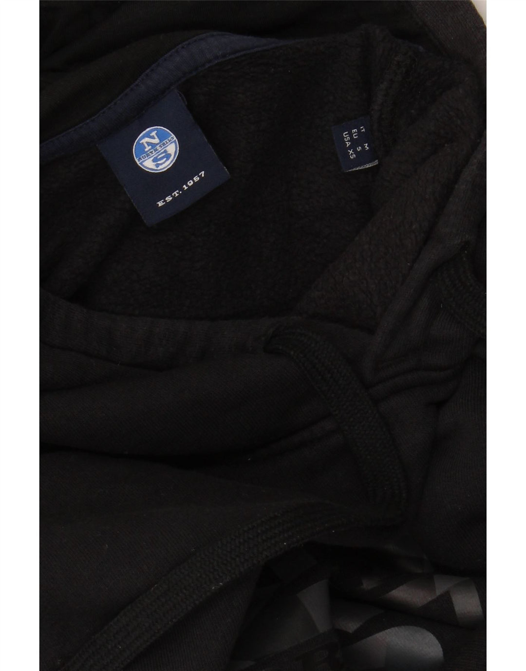 NORTH SAILS Mens Graphic Hoodie Jumper Small Black Cotton Vintage North Sails and Second-Hand North Sails from Messina Hembry 