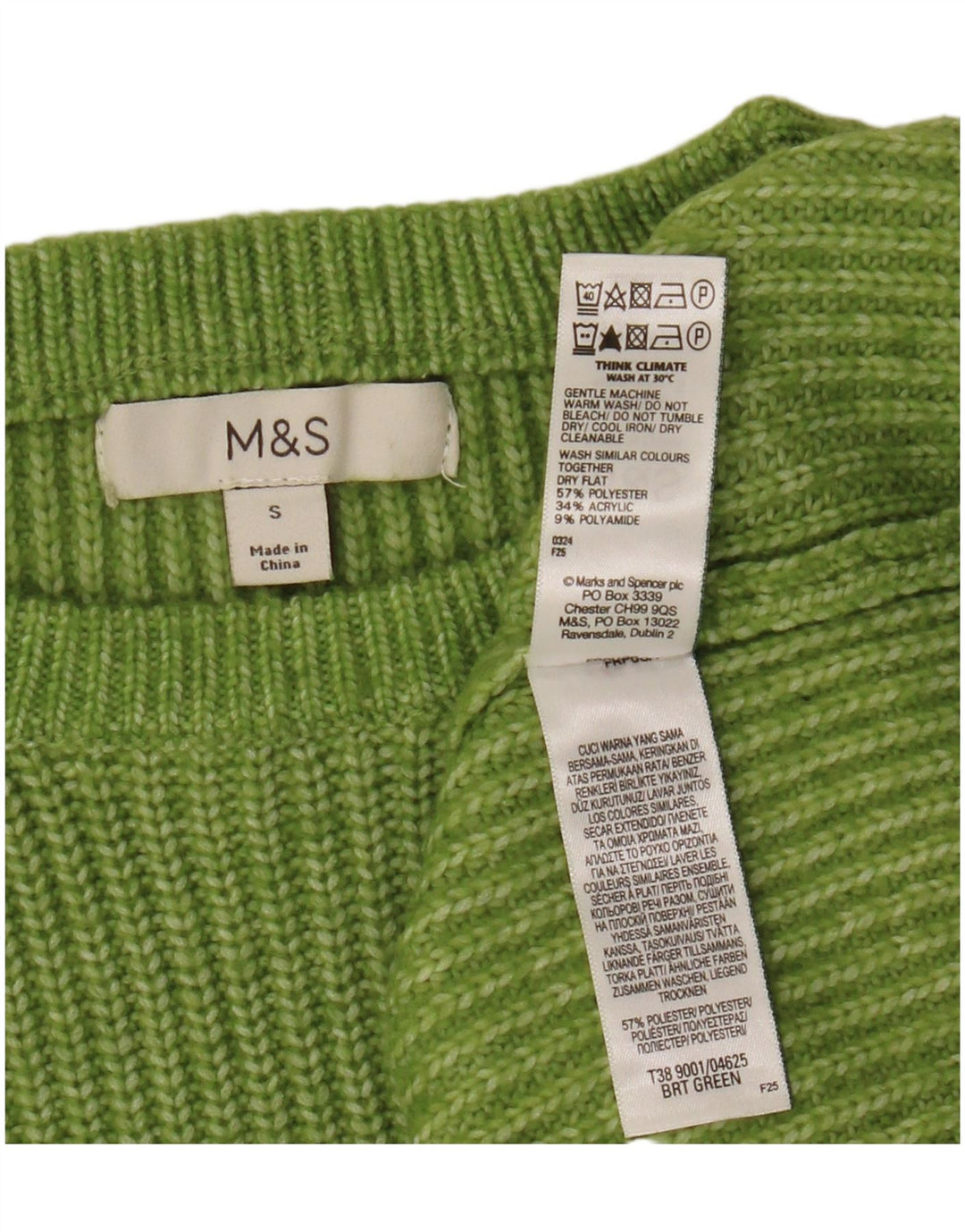 Maglione maglione con scollo a barca da donna Marks & Spencer UK 10 piccolo poliestere verde
