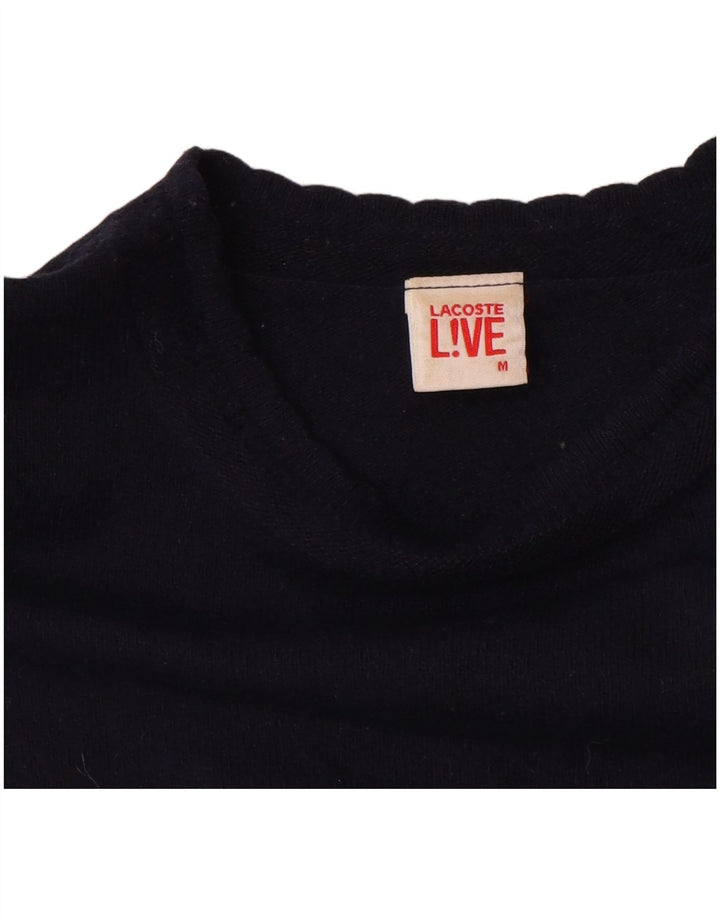 Maglione maglione girocollo corto da donna Lacoste UK 12 medio in lana blu navy
