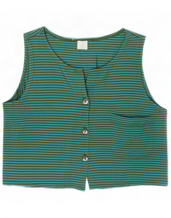 Gilet vintage da donna UK 14 a righe verde medio