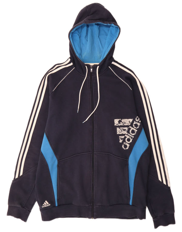 Felpa con cappuccio e zip grafica da uomo Adidas XL blu navy Colourblock Sports