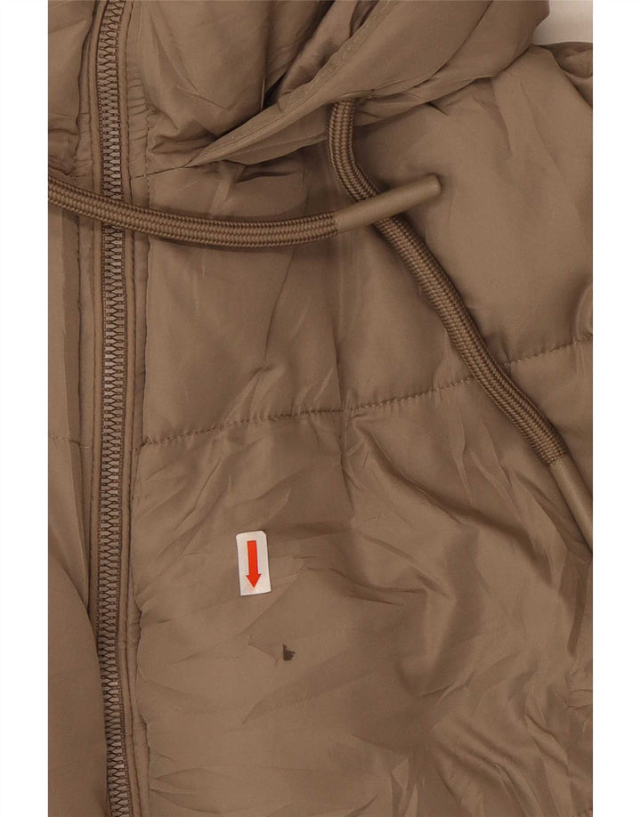 Giacca imbottita oversize con cappuccio da donna Zara UK 10 piccola marrone poliestere