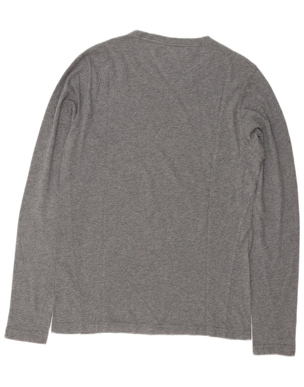 Tommy Hilfiger Maglietta grafica da uomo a maniche lunghe in cotone chiazzato grigio piccolo