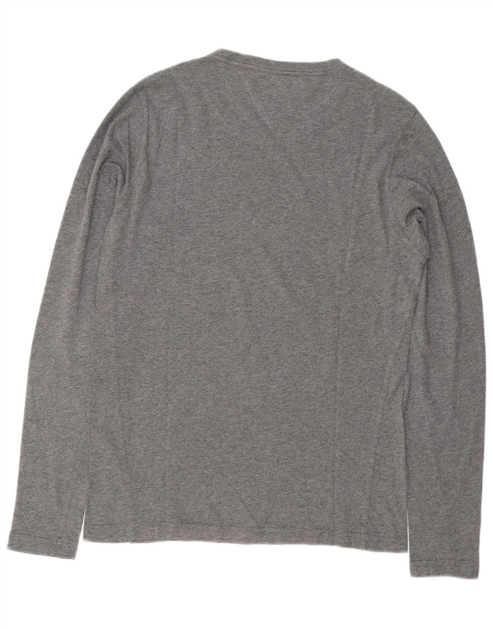 Tommy Hilfiger Maglietta grafica da uomo a maniche lunghe in cotone chiazzato grigio piccolo