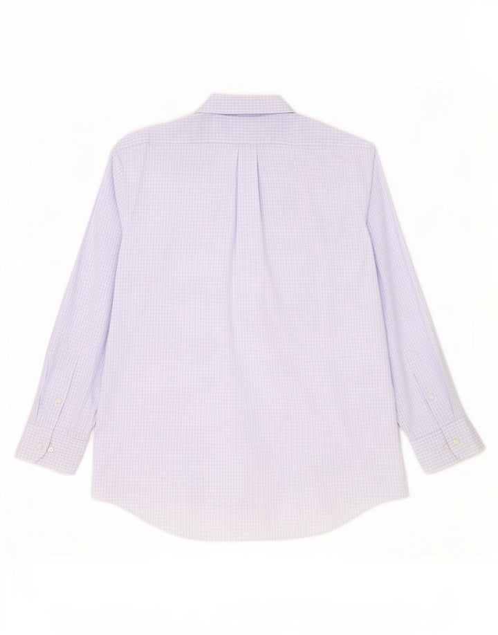 Camicia da uomo elasticizzata vestibilità regolare Chaps taglia 18 2XL cotone a quadretti blu
