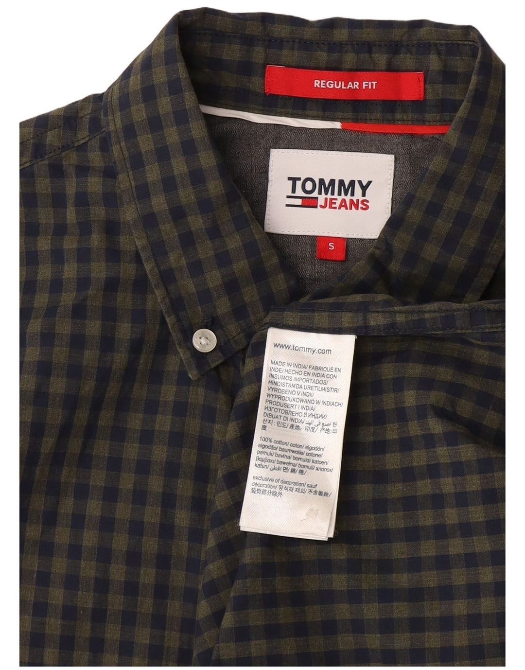 Tommy Hilfiger Camicia da uomo vestibilità regolare piccola in cotone a quadretti blu navy