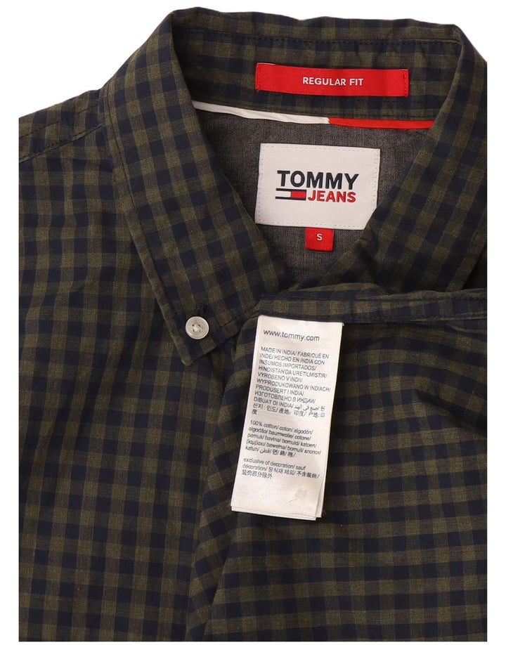 Tommy Hilfiger Camicia da uomo vestibilità regolare piccola in cotone a quadretti blu navy