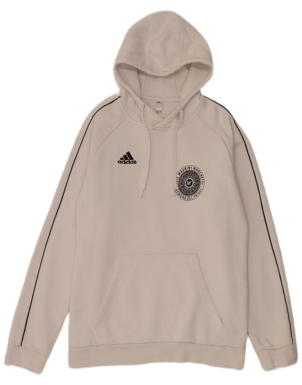 Felpa con cappuccio grafica da uomo Adidas Large in cotone bianco