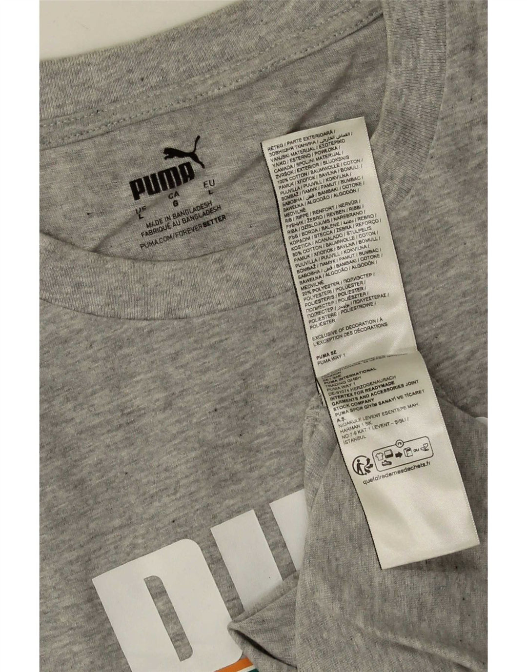 T-shirt grafica da uomo Puma grande in cotone grigio