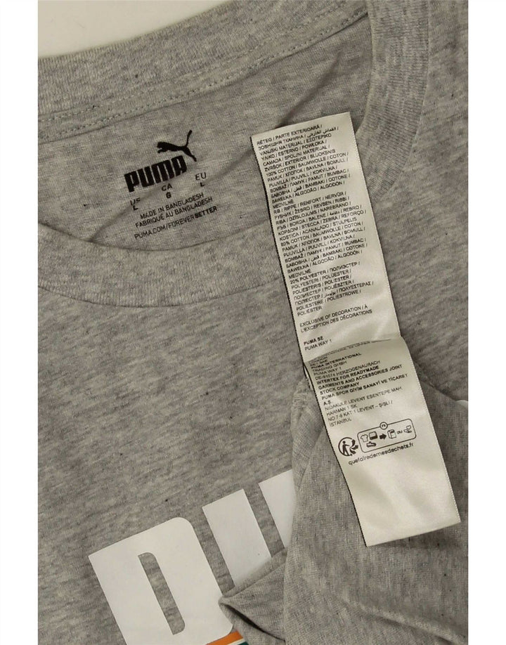 T-shirt grafica da uomo Puma grande in cotone grigio