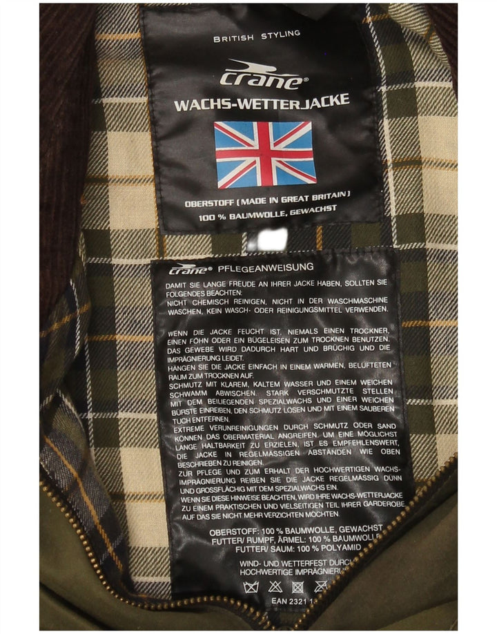 Giacca da uomo in cotone cerato Crane UK 38 Cotone verde medio