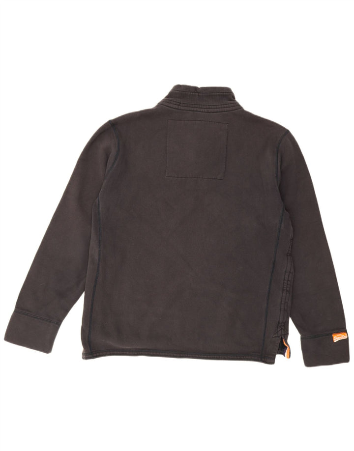 Felpa da uomo con collo con bottoni grafici Superdry, maglione XL, cotone nero