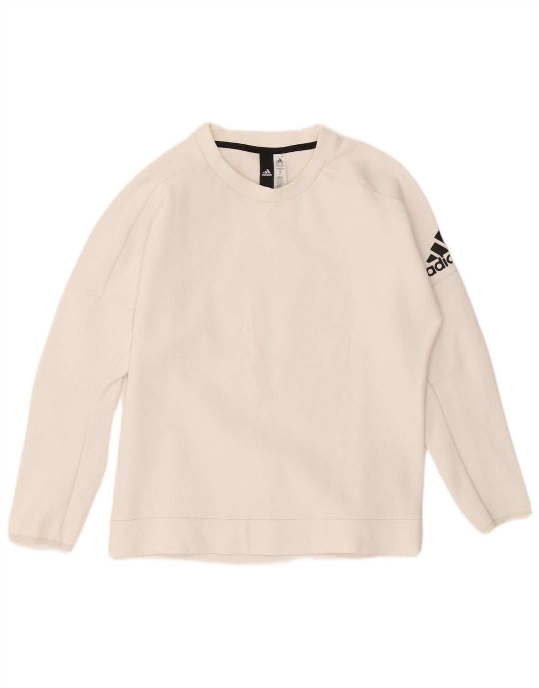 Felpa grafica da donna Adidas Jumper UK 12/14 Cotone bianco medio