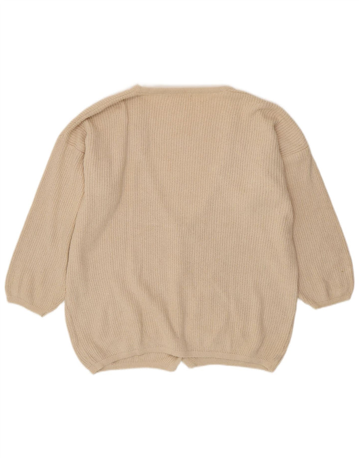 Maglione cardigan oversize da donna VINTAGE EU 46/48 XL bianco sporco
