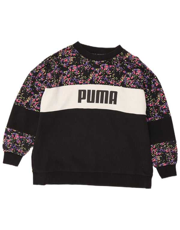 Felpa grafica da donna Puma Jumper UK 22 3XL Cotone color block nero