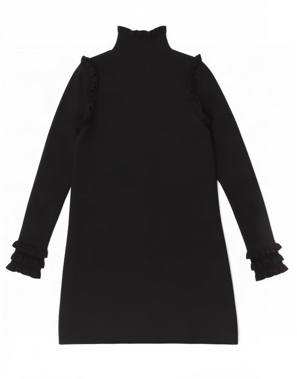 Zara Womens Long Sleeve Jumper Dress UK 12 Medium Black Viscose