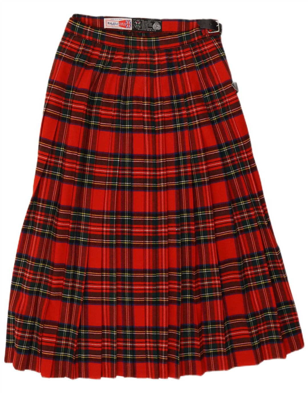 Gonna a portafoglio da donna VINTAGE W26 piccola lana scozzese rossa