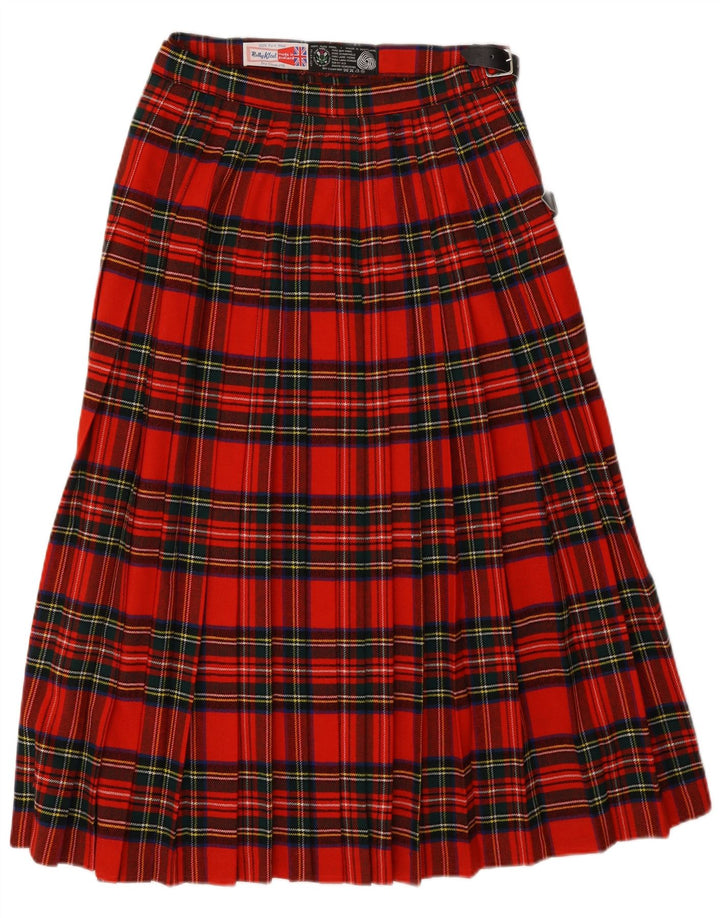 Gonna a portafoglio da donna VINTAGE W26 piccola lana scozzese rossa