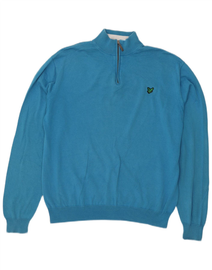 Lyle & Scott Maglione da uomo con zip e collo XL in cotone blu