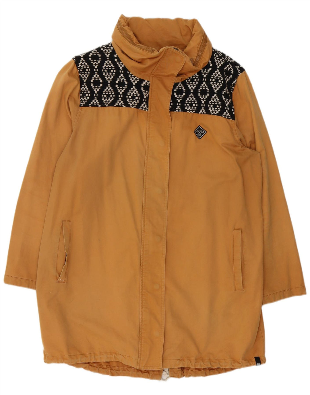 ANIMAL Womens Oversized Hooded Parka Jacket UK 16 Large Brown Geometric