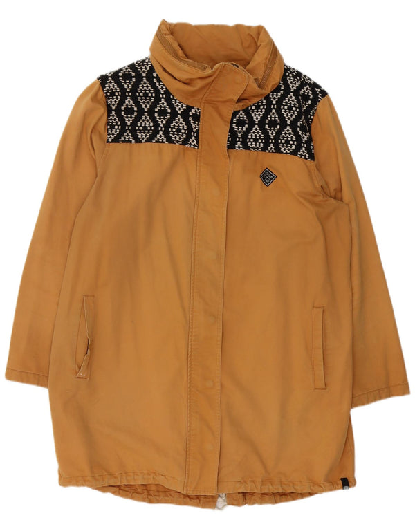 ANIMAL Womens Oversized Hooded Parka Jacket UK 16 Large Brown Geometric