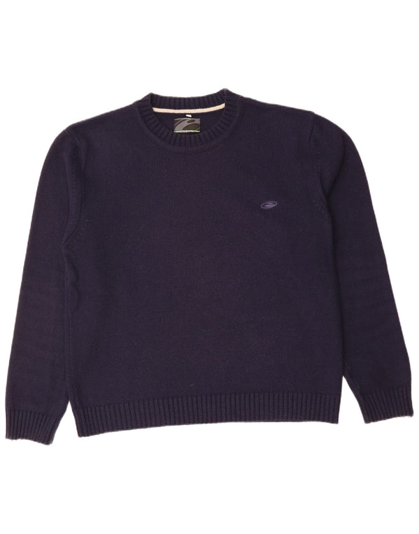 Maglione vintage da uomo girocollo IT 56 2XL cotone blu navy