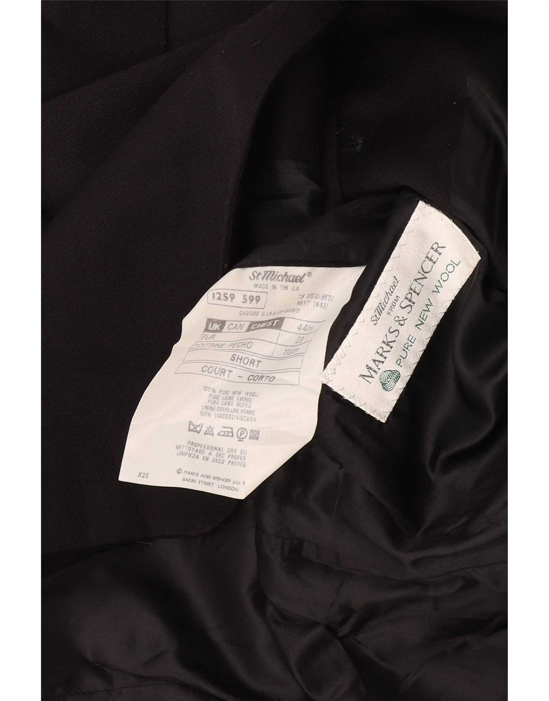 Giacca blazer a 2 bottoni Marks & Spencer da uomo St. Michael UK 44 XL nera