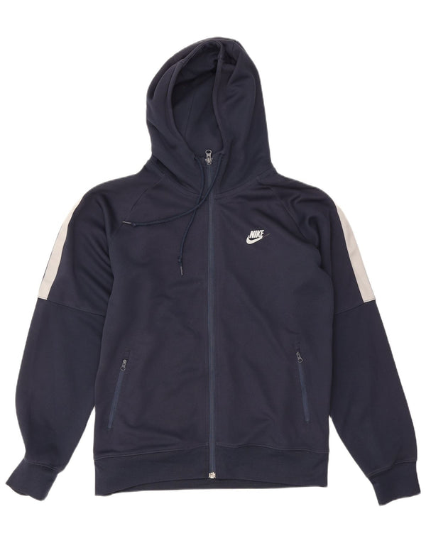 Felpa con cappuccio e zip Nike da uomo in poliestere color block medio blu navy