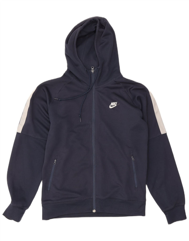 Felpa con cappuccio e zip Nike da uomo in poliestere color block medio blu navy
