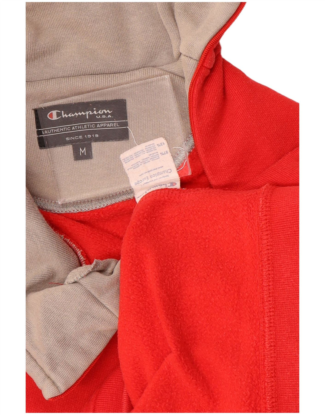 Felpa da donna con collo con zip CHAMPION, maglione UK 14, cotone rosso medio