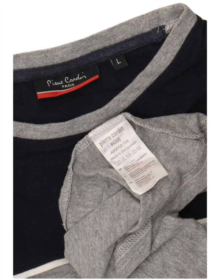 PIERRE CARDIN T-shirt da uomo Top Large in cotone color block grigio