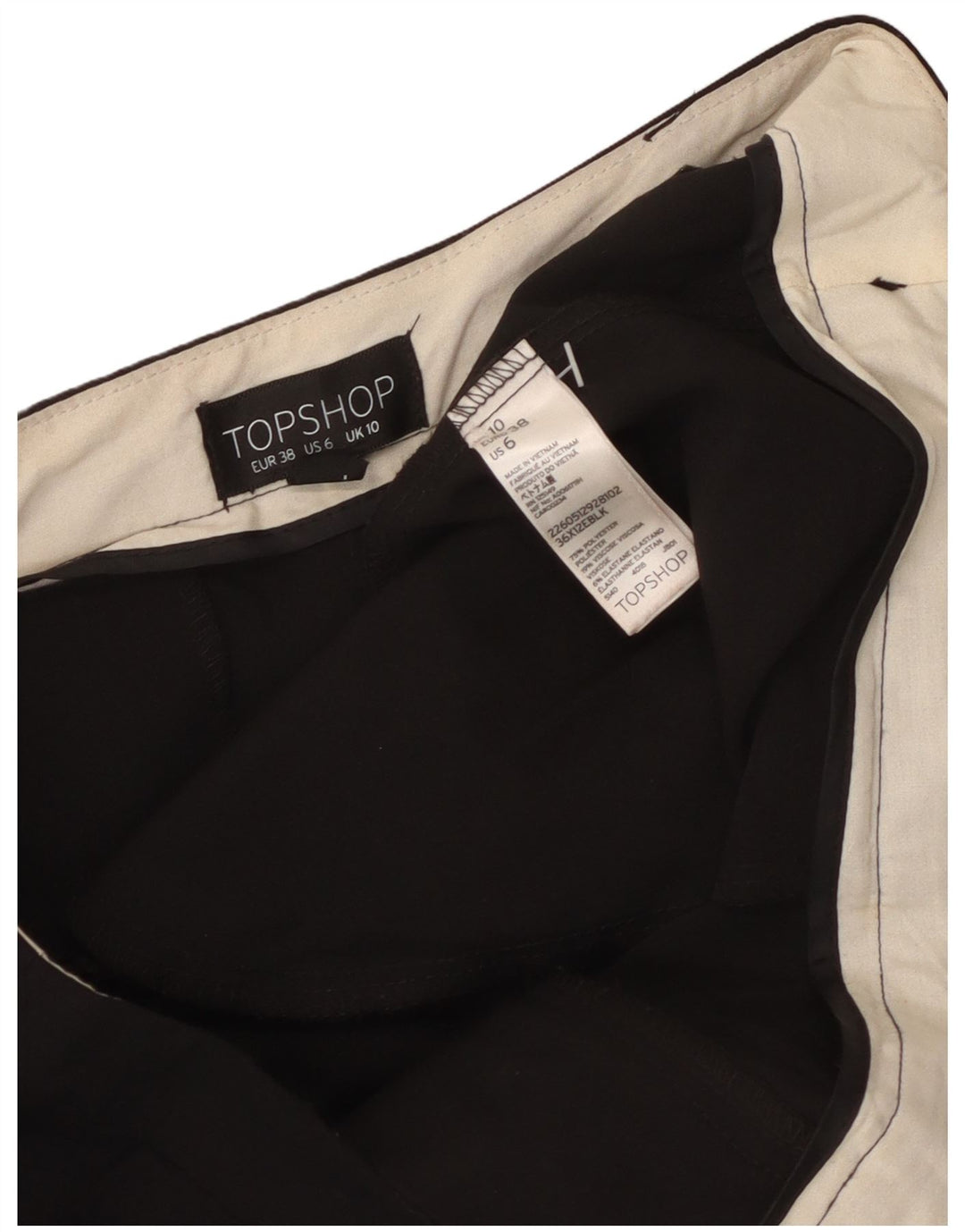 TOPSHOP Pantaloni da abito dritti da donna UK 10 piccoli W32 L29 poliestere nero