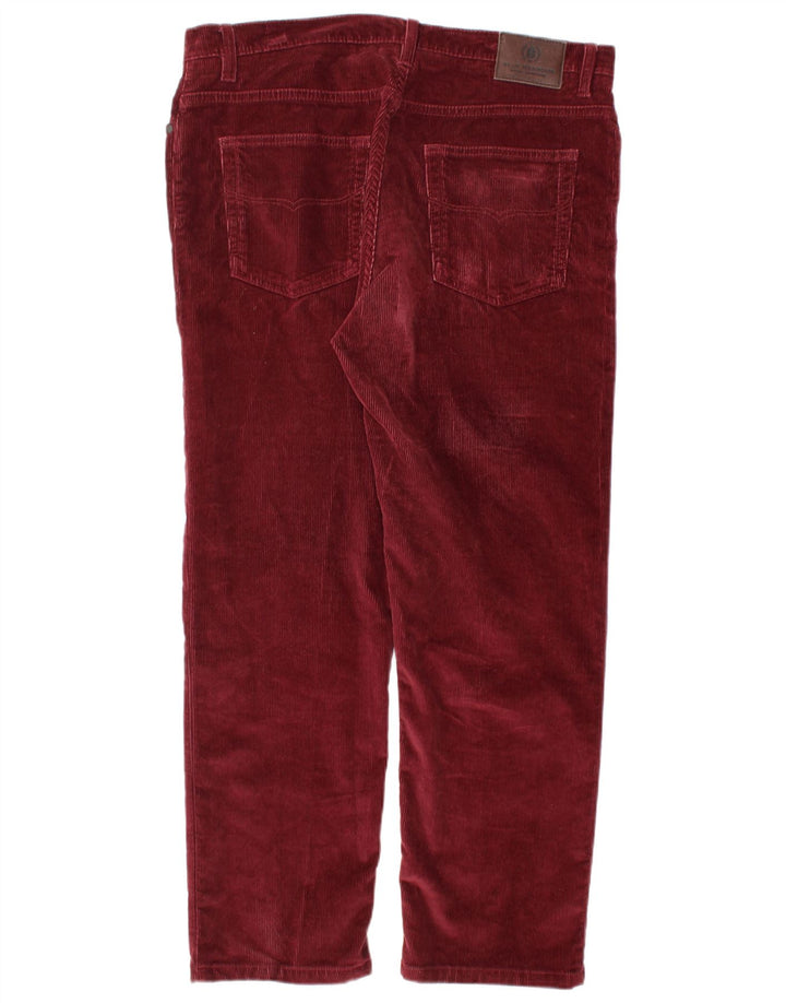 MARKS & SPENCER Pantaloni da uomo in velluto a coste blu Harbour W36 L29 Borgogna