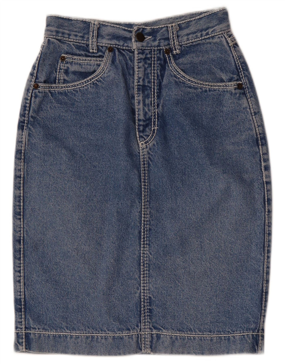 Gonna di jeans da donna VINTAGE W24 XS in cotone blu