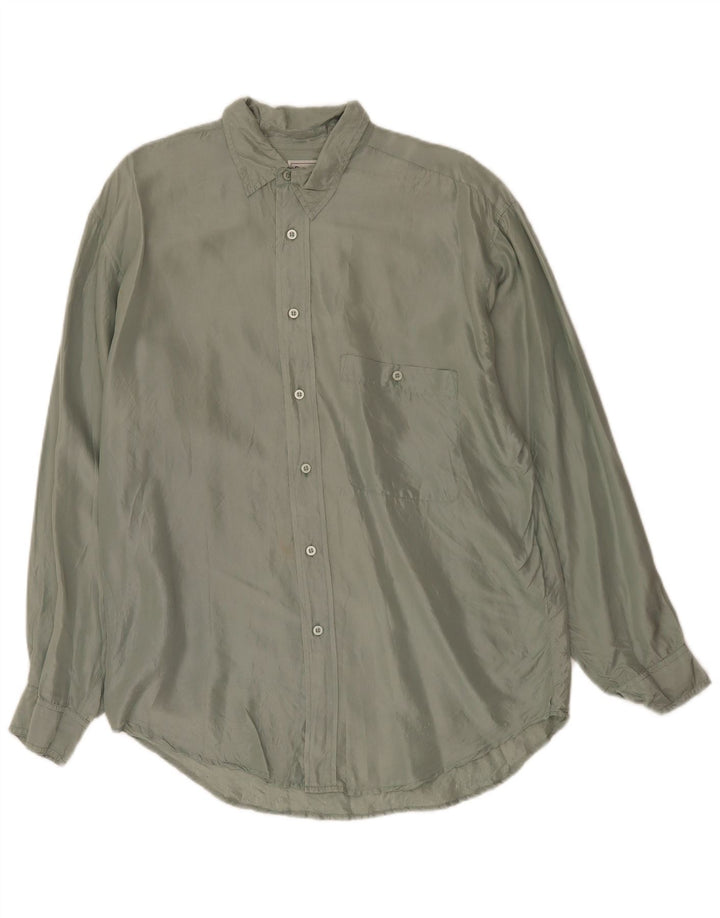 Camicia vintage da uomo grande in seta verde