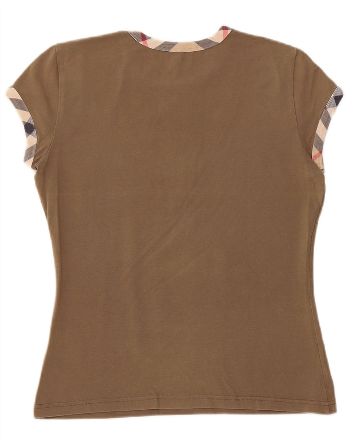 BURBERRY T-shirt da donna Top UK 12 medio cotone kaki
