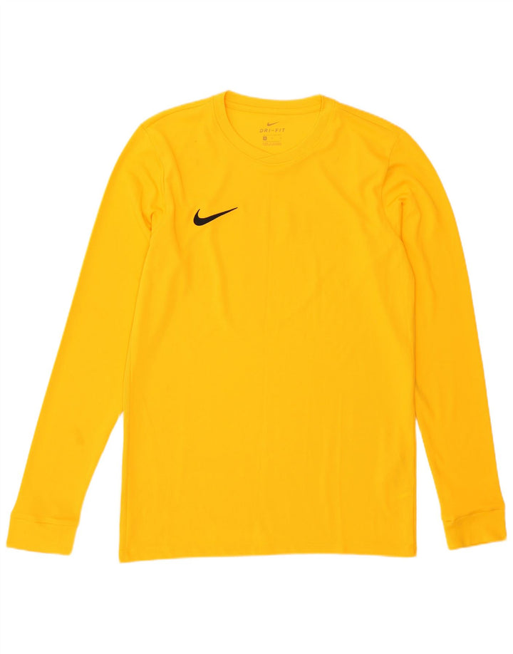 Nike Dri Fit Graphic Top da uomo a maniche lunghe in poliestere giallo medio