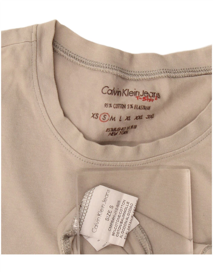 Maglietta grafica da uomo Calvin Klein Top piccola in cotone bianco sporco
