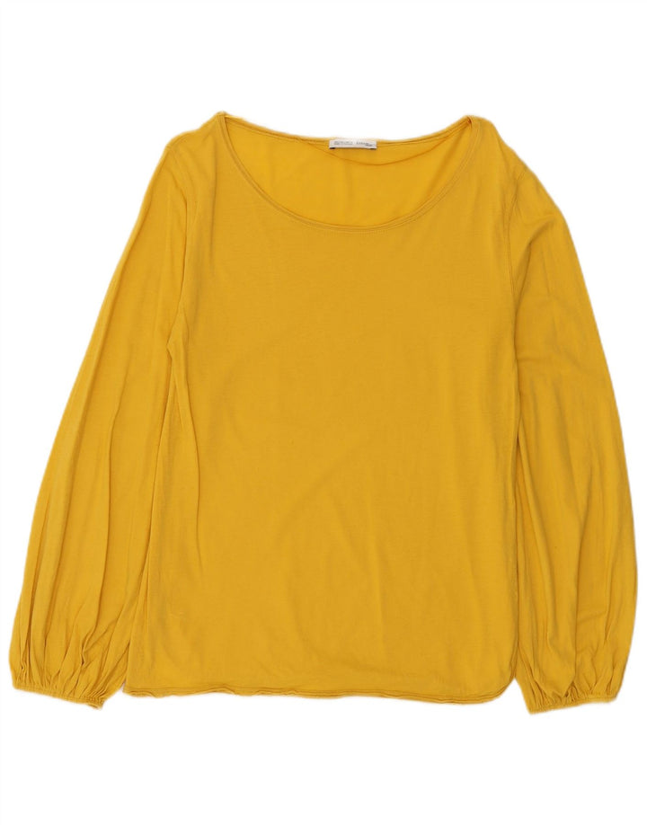 Top Zara da donna a maniche lunghe UK 10 piccolo in cotone giallo