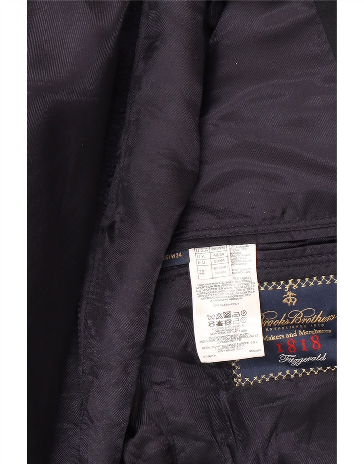 Giacca blazer da uomo a 2 bottoni Brooks Brothers UK 40 Large in lana blu navy
