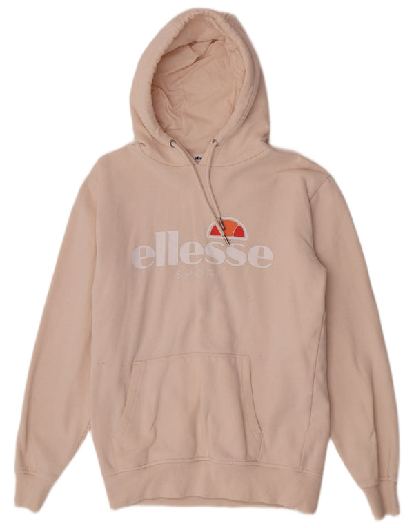 Ellesse, maglione con cappuccio oversize con grafica da donna, UK 10, piccolo, cotone beige