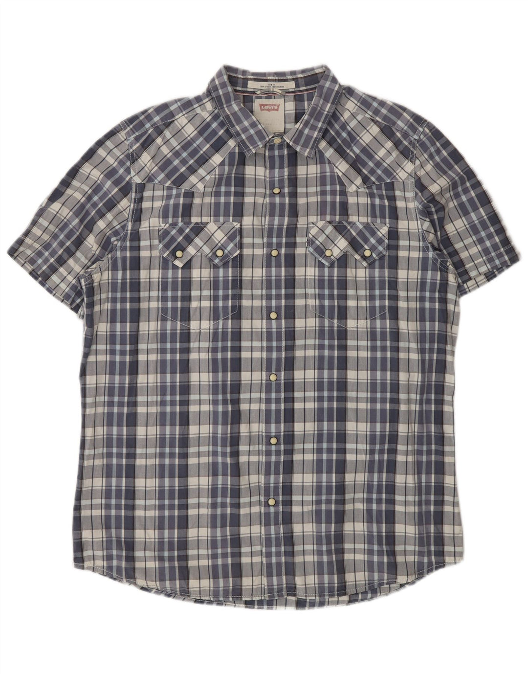 Camicia LEVI'S da uomo slim fit a maniche corte XL in cotone a quadri blu