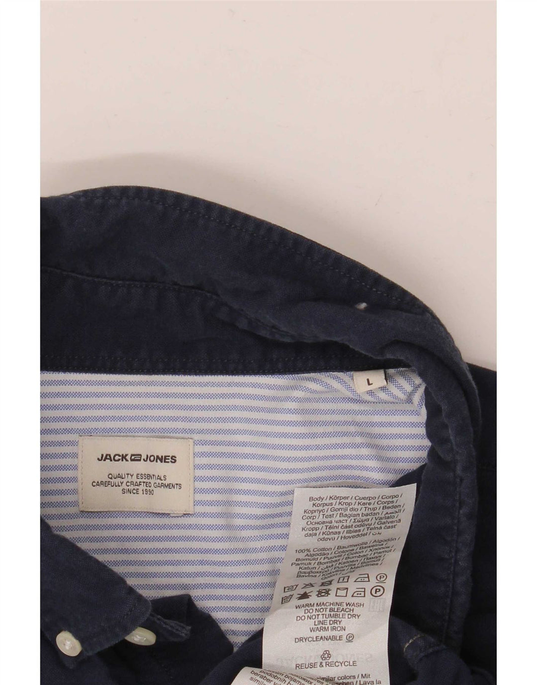 Camicia da uomo Jack & Jones grande in cotone blu navy