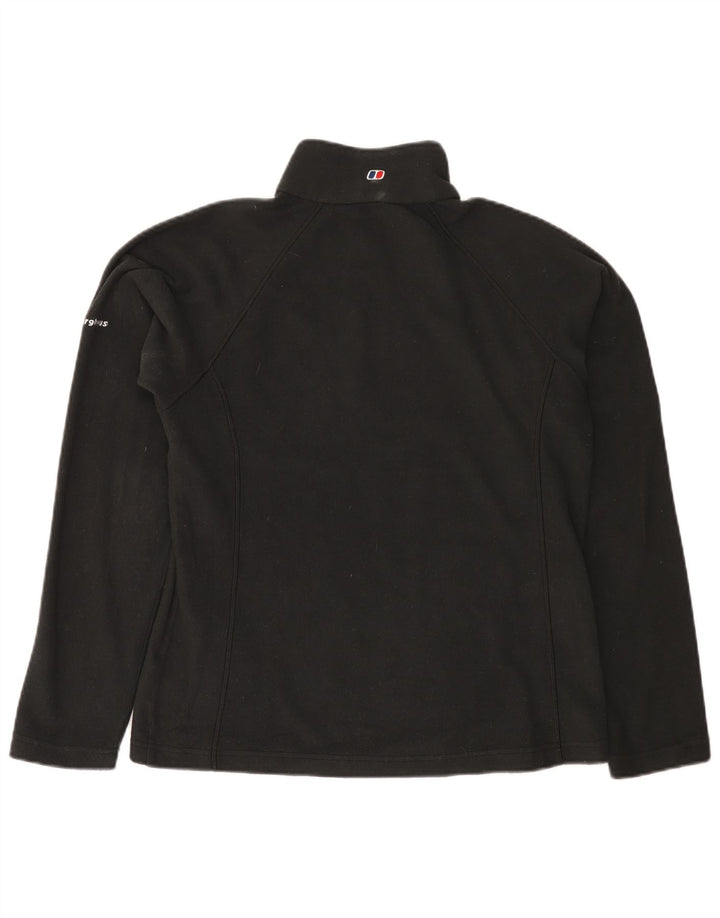 Maglione in pile da donna Berghaus con zip e collo UK 14 grande poliestere nero