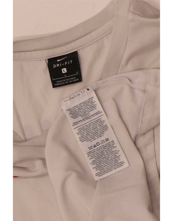 T-shirt grafica Nike Dri Fit da uomo, grande, in cotone bianco