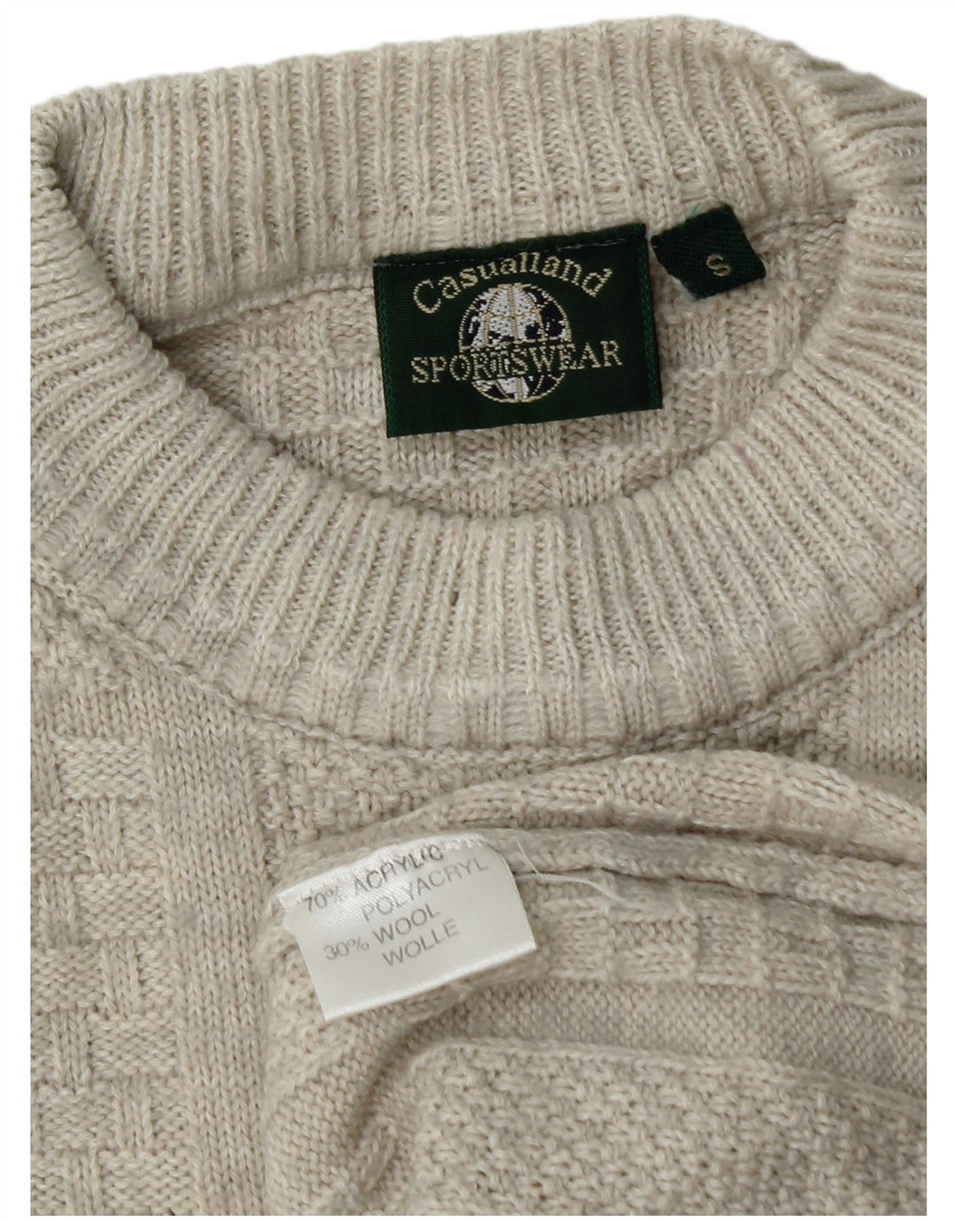 CASUALLAND Maglione girocollo da uomo piccolo in acrilico grigio